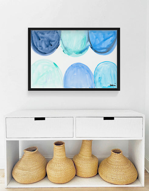 Face To Face Indigo Blue Art Print by Kerri Rosenthal - Unique artwork for living room decor