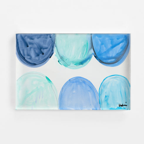 Face To Face Indigo Blue Art Print by Kerri Rosenthal - Unique artwork for living room decor