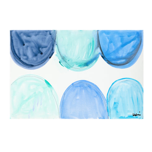 Face To Face Indigo Blue Art Print by Kerri Rosenthal - Unique artwork for living room decor