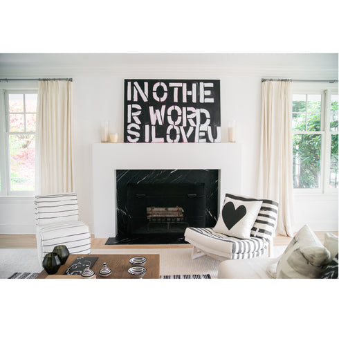In Other Words, I Love You! Black and white contemporary, modern wall word art framed artwork with a touch of color by Kerri Rosenthal