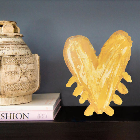 Yellow Pop Heart Rock Of Love Gold by Kerri Rosenthal