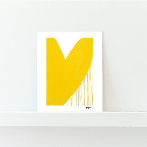 Half My Heart Mini Yellow Art Print - Modern decor wall art sets by Kerri Rosenthal