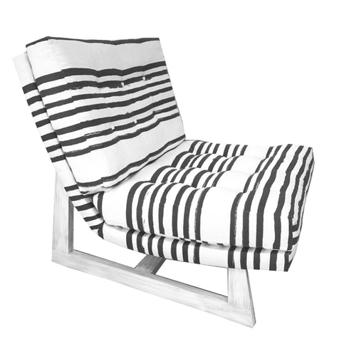Stripe on Stripe Carbon Linen Fabric - irregular stripes black and white designer home fabrics by Kerri Rosenthal