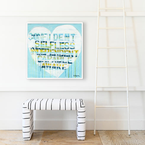 Life Rules Blue Art Print Wall Word Art Framed Artwork by Kerri Rosenthal for living room wall decor