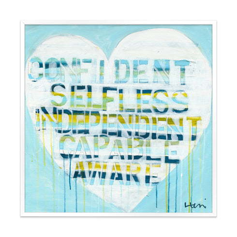 Life Rules Blue Art Print Wall Word Art Framed Artwork by Kerri Rosenthal for living room wall decor