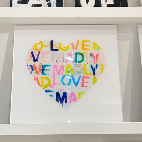 Love Madly Inside Out colorful word art print by Kerri Rosenthal - Unique artwork for living room wall decor