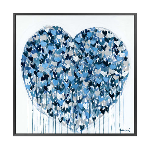 Love Beyond indigo blue art print by Kerri Rosenthal - Unique artwork for living room wall decor