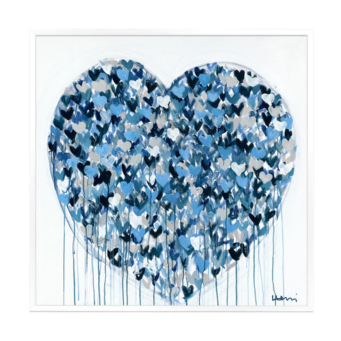 Love Beyond indigo blue art print by Kerri Rosenthal - Unique artwork for living room wall decor