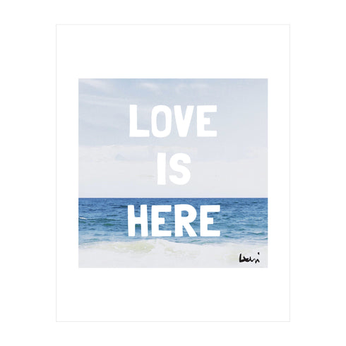 Love is Here Beach Mini Blue White Art Print - Modern decor wall art sets by Kerri Rosenthal