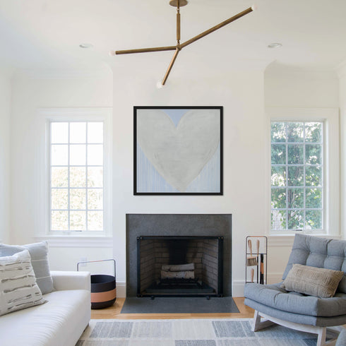 Loving In The Moonlight Drippy Heart white art print by Kerri Rosenthal - Unique artwork for living room decor