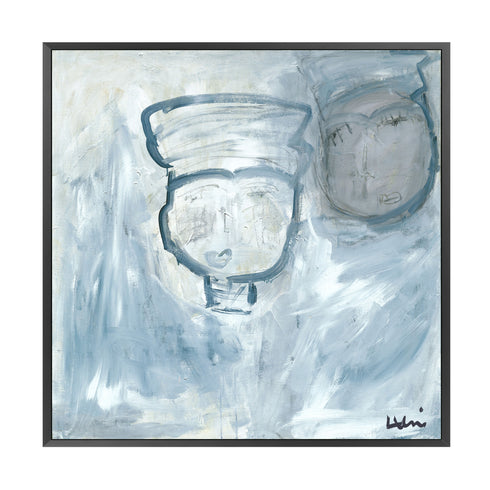 Me Myself blue art print by Kerri Rosenthal - Unique artwork for living room wall decor