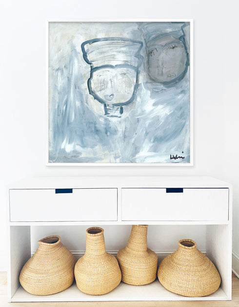 Me Myself blue art print by Kerri Rosenthal - Unique artwork for living room wall decor