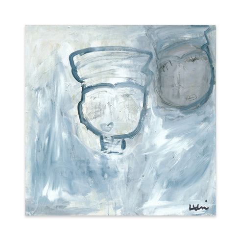 Me Myself blue art print by Kerri Rosenthal - Unique artwork for living room wall decor