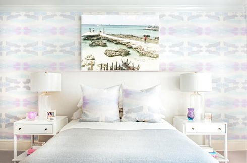 Gustavia Lilac sky cotton oyster and linen fabric - Kerri Rosenthal