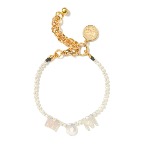 Mother of Pearl Mom White Swarovski Crystal Pearl Bracelet