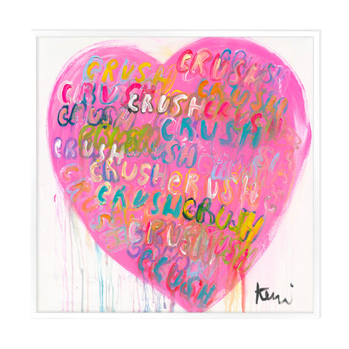 My Crush Pink word art print by Kerri Rosenthal - Unique artwork for living room wall decor