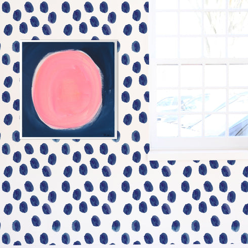 Unique high quality white ground with indigo blue pops eco-friendly wallpaper by kerri rosenthal - designer wall paper