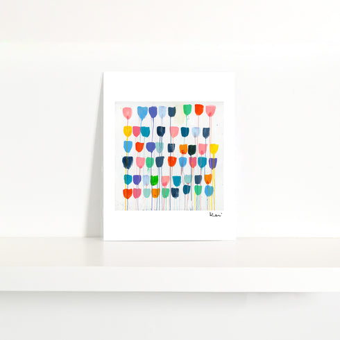 Pretty Little Tulips Mini Colorful Art Print - Modern decor wall art sets by Kerri Rosenthal