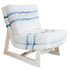 White blue stripe Nikki Romeo Chair KR Furniture Collection. Super comfortable oversized and armless accent chairs in linen fabric for modern casual home decor with cherry wood frame, bleached white by Kerri Rosenthal