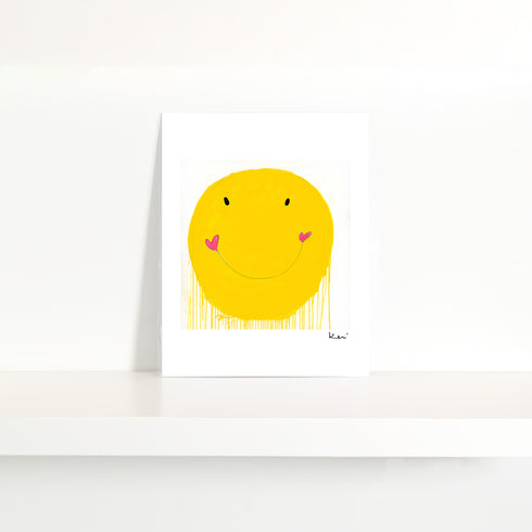 Smiley Mini Yellow Art Print - Modern decor wall art sets by Kerri Rosenthal