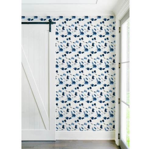 High quality Indigo blue splat eco friendly wallpaper by kerri rosenthal - designer wall paper