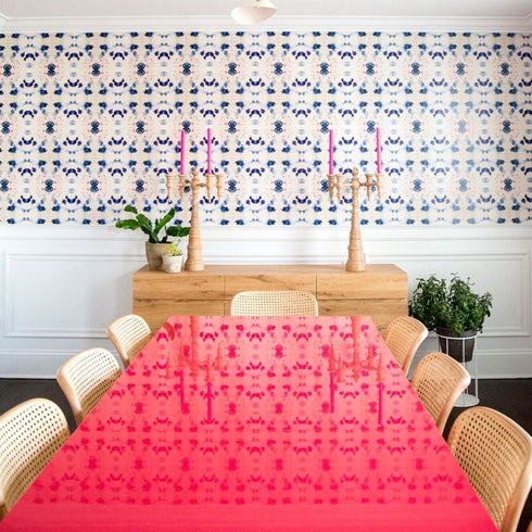 Elegant High quality white ground with blue pink splat KR eco friendly wallpaper by kerri rosenthal - designer wall paper