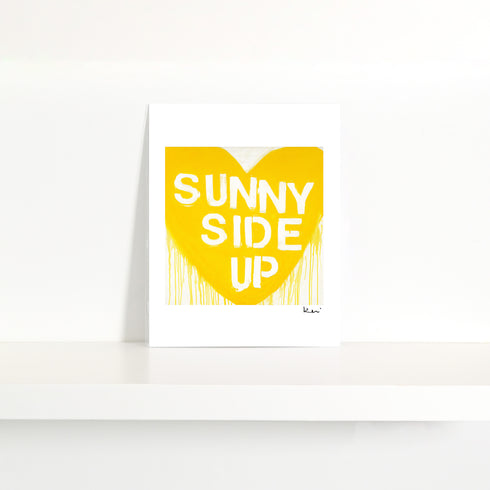 Sunny Side Up Mini Yellow White Art Print - Modern decor wall art sets by Kerri Rosenthal