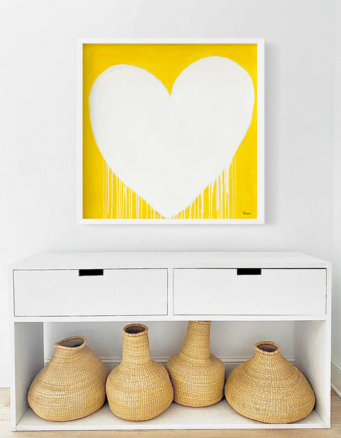 The Sunshine Of My Love yellow white art print by Kerri Rosenthal - Unique artwork for living room wall decor