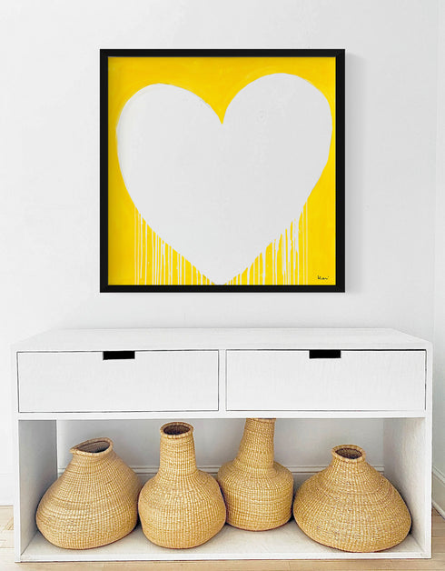 The Sunshine Of My Love yellow white art print by Kerri Rosenthal - Unique artwork for living room wall decor