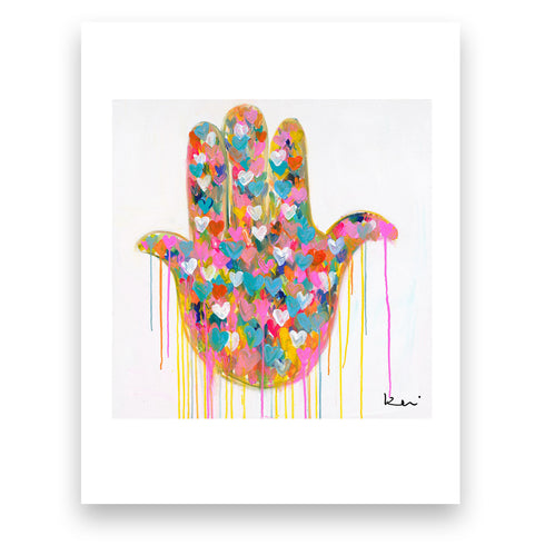 Super Duper Hamsa Hand Mini Colorful Art Print - Modern decor wall art sets by Kerri Rosenthal