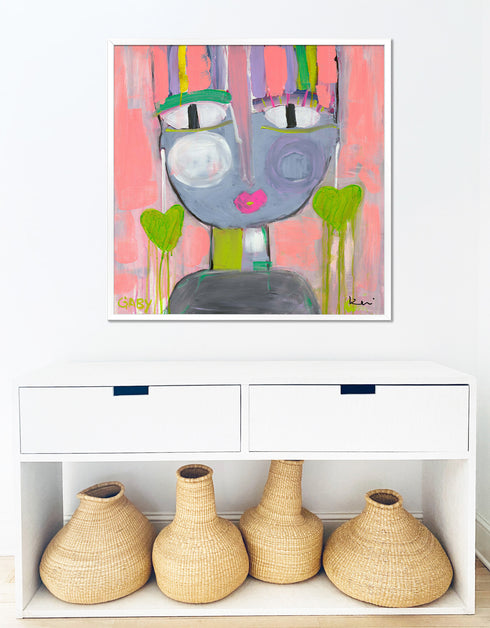 Tiki Gaby colorful art print by Kerri Rosenthal - Unique artwork for living room wall decor