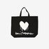 Black white drippy heart tote bag 100% cotton - Cute designer totes by Kerri Rosenthal