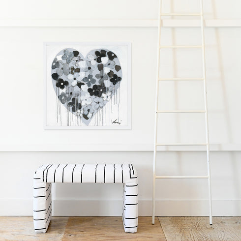 When I'm With You Drippy Heart black white art print by Kerri Rosenthal - Unique artwork for living room wall decor