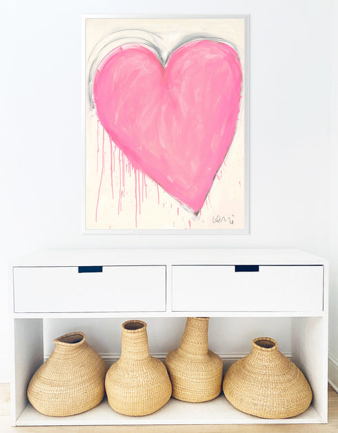 Pink Don’t Mess With My Heart Art Print by Kerri Rosenthal - Unique artwork for living room decor