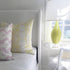 Tell Me Why Lemon yellow cute decorative square throw pillows for bedroom by Kerri Rosenthal