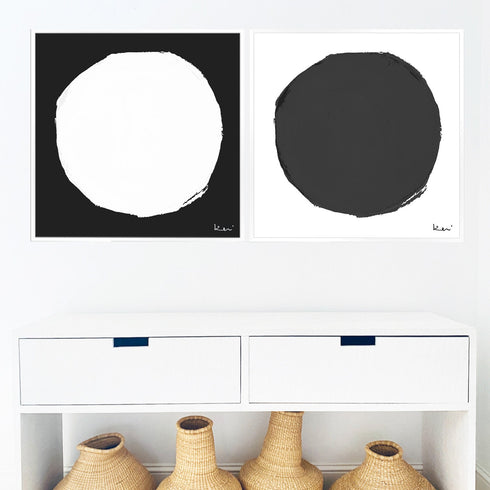 Yin black white art print by Kerri Rosenthal - Unique artwork for living room wall decor