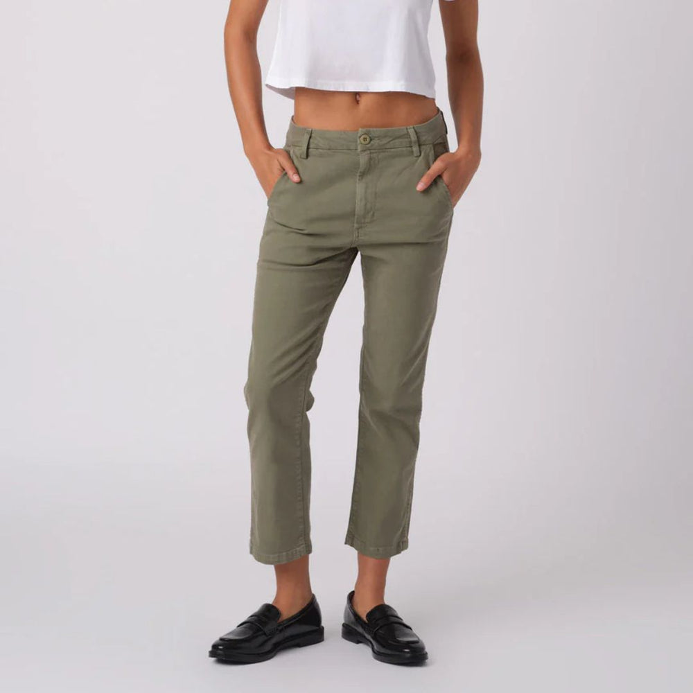 Surplus Olive Green Easy Trouser crop straight leg pant zip fly 100% Cotton Made in USA