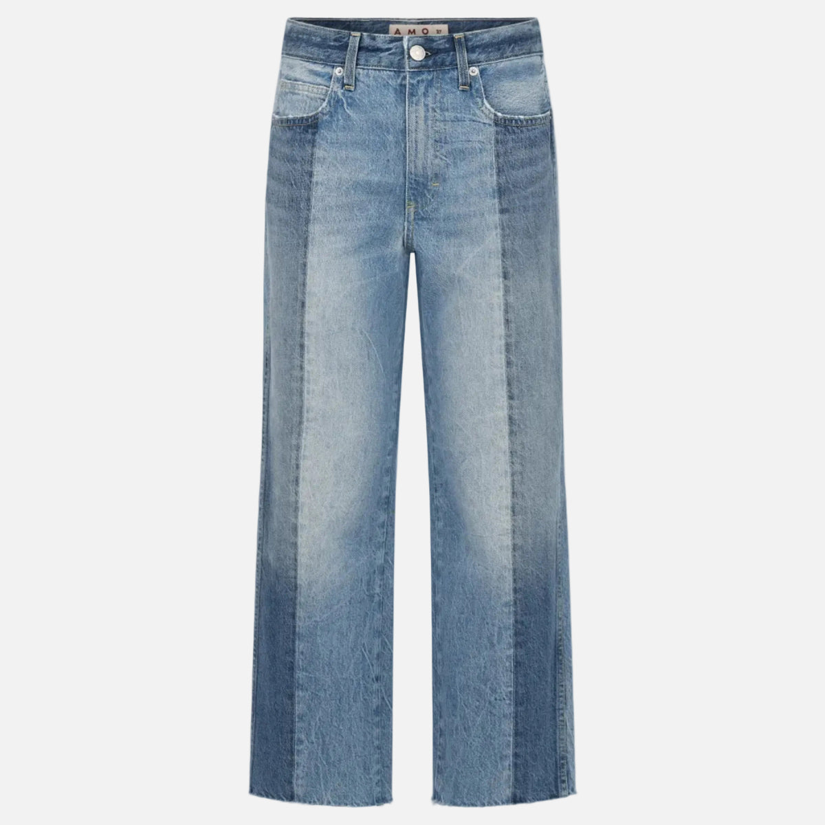 Billie cropped shadow blue cotton denim jeans with a wide straight leg and mid-rise - Shop women’s cute jeans by Kerri Rosenthal