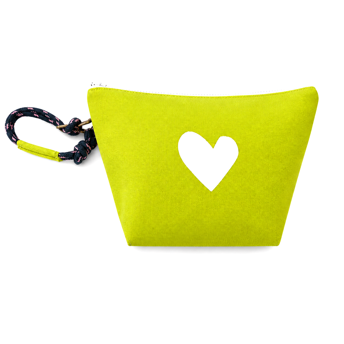 Imperfect Heart green wristlet purse in 100% cotton canvas - Shop women’s cute lime green clutch bag by Kerri Rosenthal.