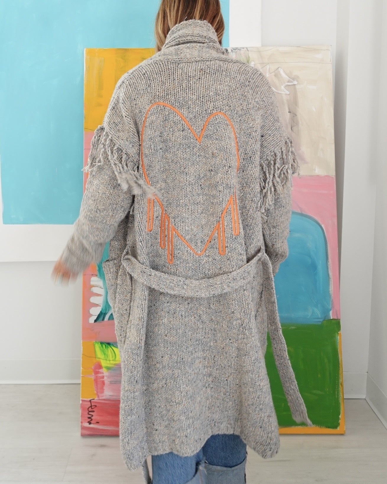 Cali Fringe Cardigan, Smoke | Kerri Rosenthal – KERRI ROSENTHAL