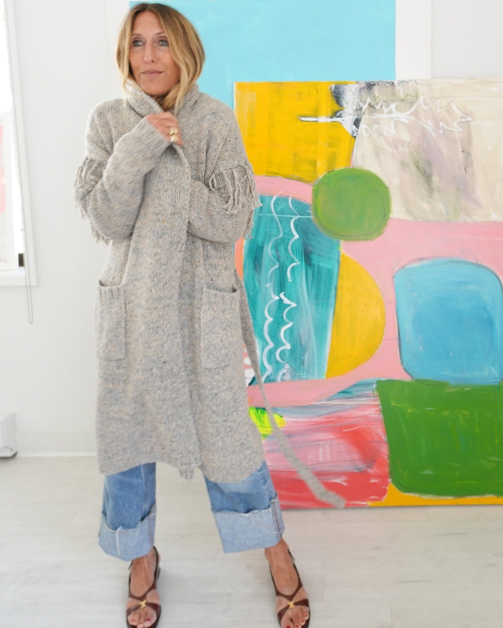 Cali Fringe Cardigan, Smoke | Kerri Rosenthal – KERRI ROSENTHAL