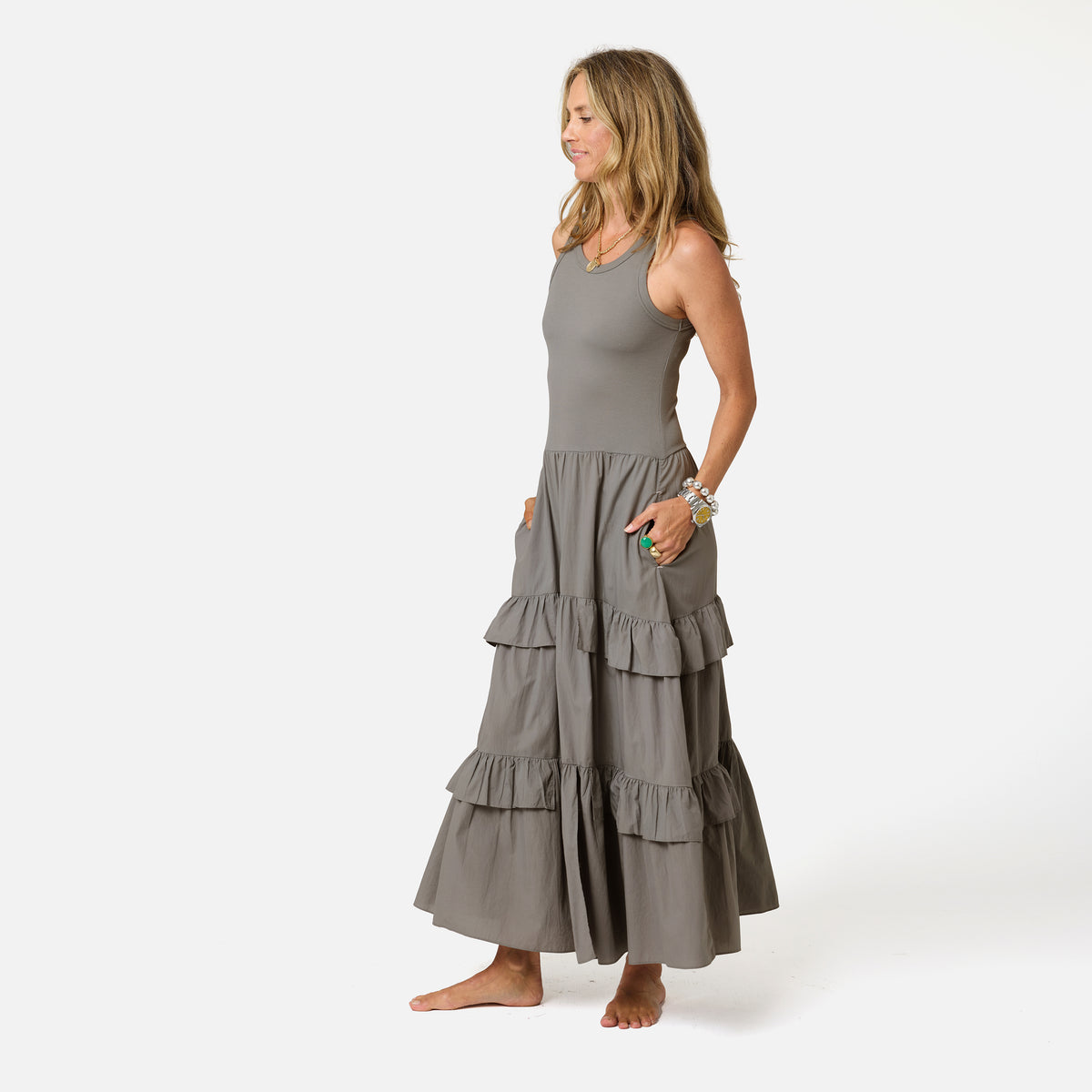 Athena sleeveless dress midi - Shop women's cute ruffled midi dresses by Kerri Rosenthal.