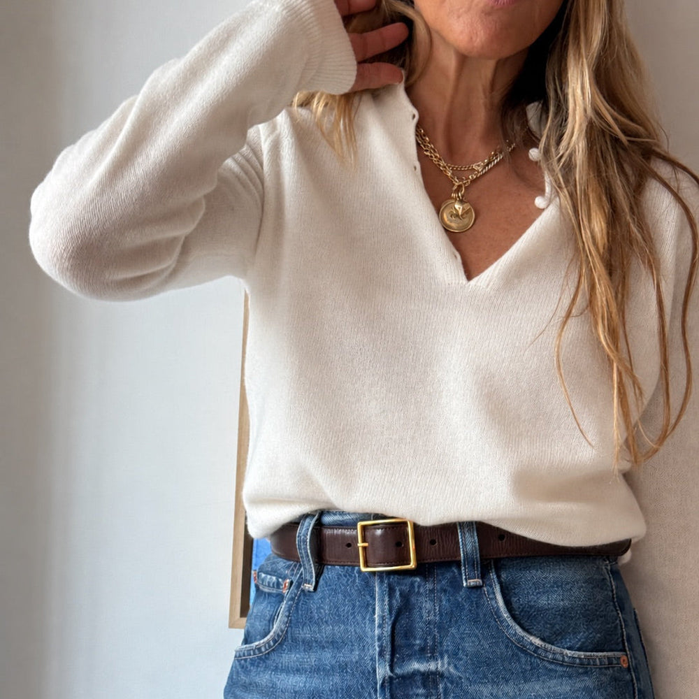 Femme Ruffle Henley Sweater