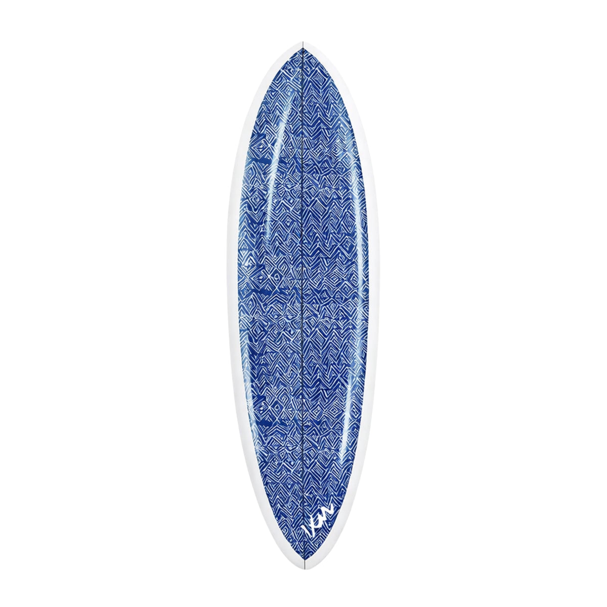 Decorative jayney denim blue surfboard in vibrant coastal charm to any room - Shop surfboards by Kerri Rosenthal