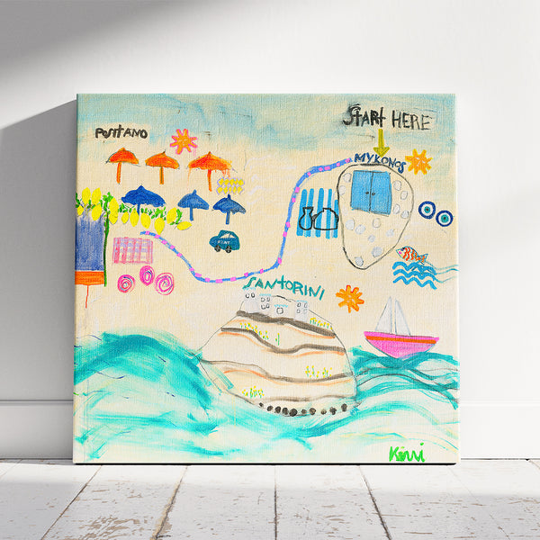 Destination Greece + Italy Original Painting for modern living spaces by Kerri Rosenthal