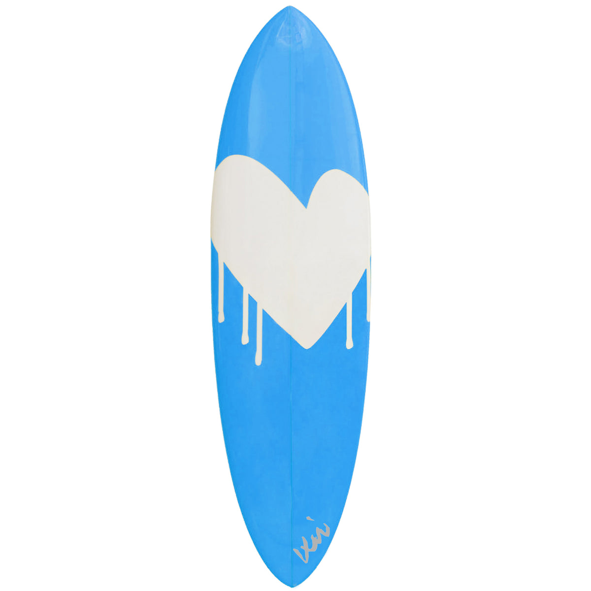 Drippy Heart Surfboard Reverse Azure Blue