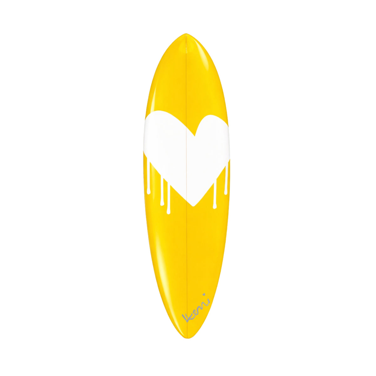 Drippy Heart Yellow Surfboard