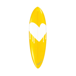 Drippy Heart Yellow Surfboard