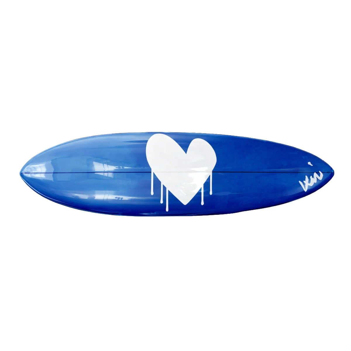 Drippy heart marvelous blue surfboard - Shop perfect wall decor surfboards by Kerri Rosenthal 