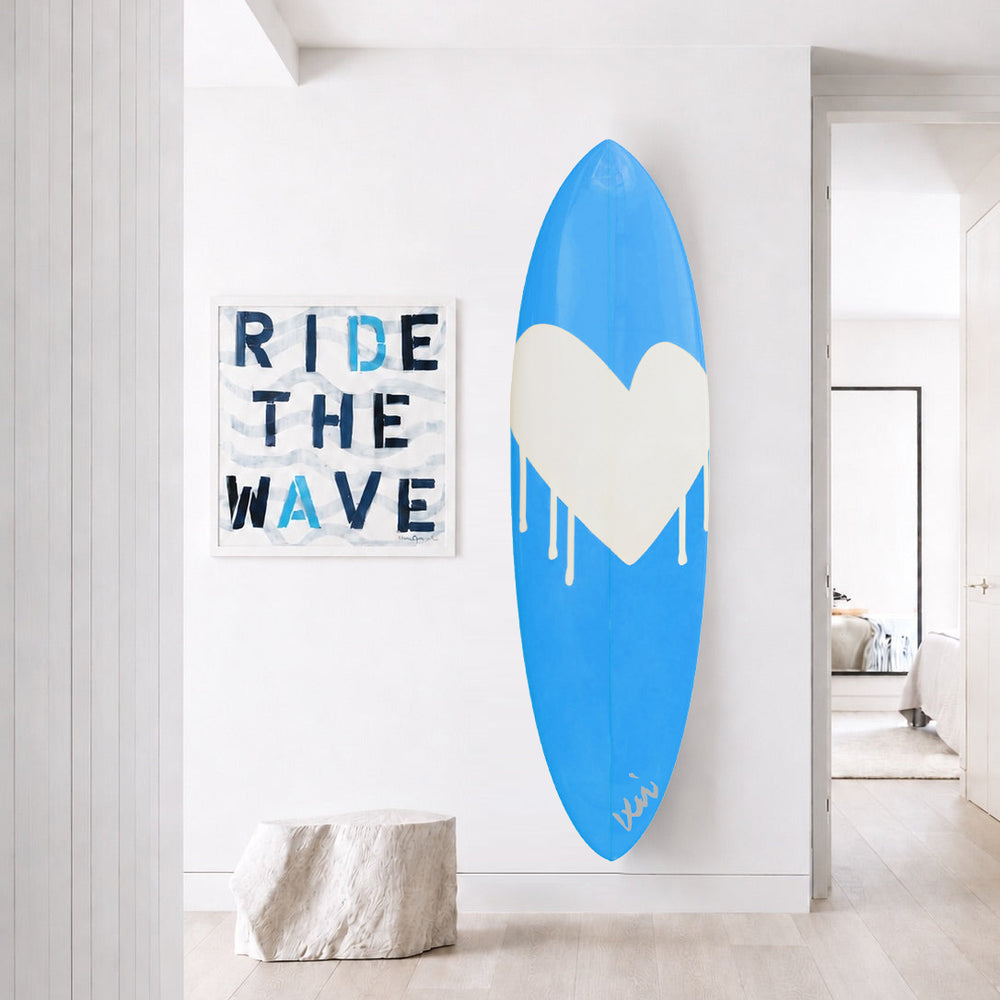 Drippy Heart Surfboard Reverse Azure Blue